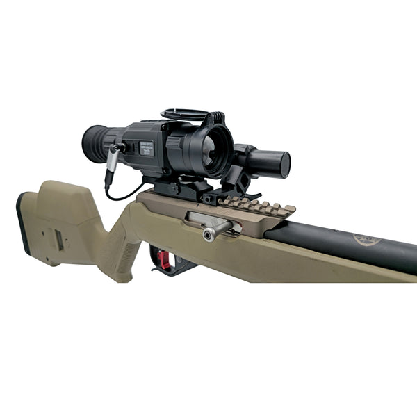 Load image into Gallery viewer, Bering Optics Hogster Thermal Scope With Picatinny Mountable External Battery Pack Installed On Ruger-Platform Rifle For Night Hunting
