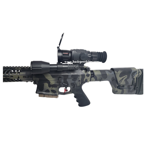 Load image into Gallery viewer, Bering Optics Hogster Charge Digital Night Vision Scope with External Picatinny-Mountable Rechargeable Battery Pack For Day And Night Hunting Shown With Included IR Flashlight Mounted On AR Rifle
