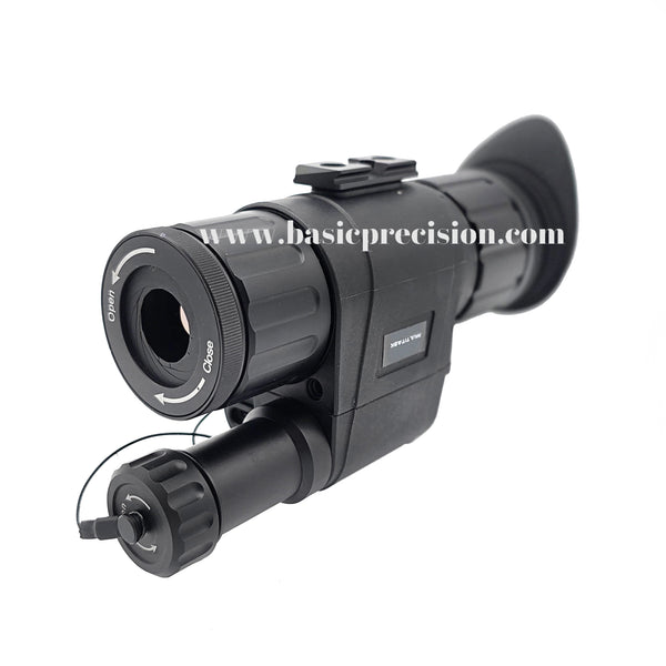 Load image into Gallery viewer, The Bering Optics Multipurpose MULTITASK 1.0x25 handheld and head/helmet mountable Thermal Monocular Shown With Extended Battery Cap And Semi-Opened Protective Membrane.
