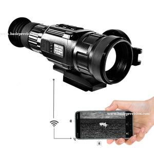 Bering Optics Super Yoter R Thermal Scope Shown Transmitting Thermal Image Of A Coyote To A Phone During Night Hunting