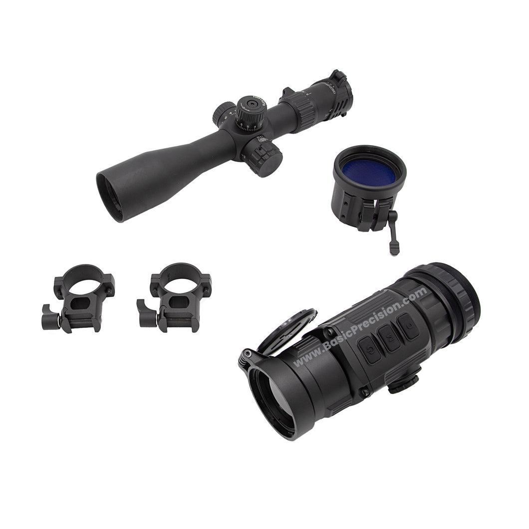 Bering Optics Hogster-C Thermal Clip On Showed In A Bundle With Discovery Optics 3x-12x High Transmittance Glass Daytime Riflescope, Through-Lever Adaptor, And Quick Detach Picatinny Rings