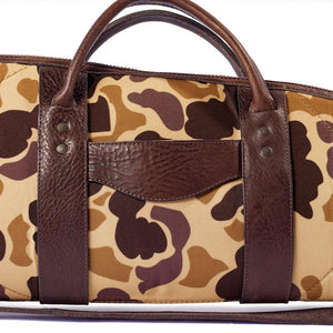 Camouflage-patterned Premium Waxed Canvas And Leather Scoped Hunting Rifle Case With Leather Straps