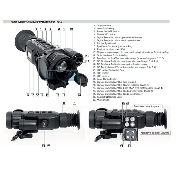 Load image into Gallery viewer, Bering Optics Super Yoter LRF Thermal Scope Parts List And Location Of Operating Controls
