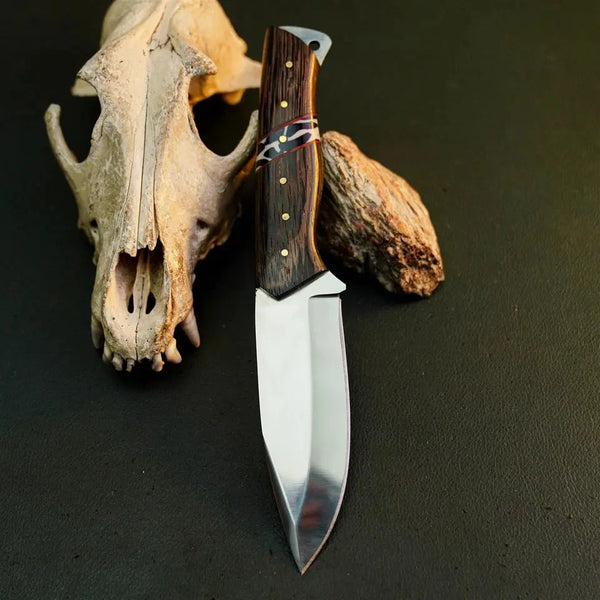 Load image into Gallery viewer, 8.7" Handmade Bushcraft Knife – Stainless Steel Full Tang Wood Handle
