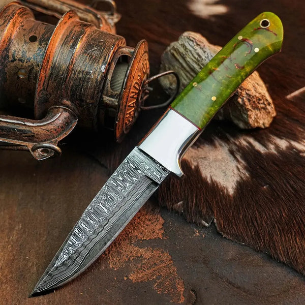 Load image into Gallery viewer, 8.8" Handmade Damascus EDC Hunting Knife – Full Tang Resin Handle
