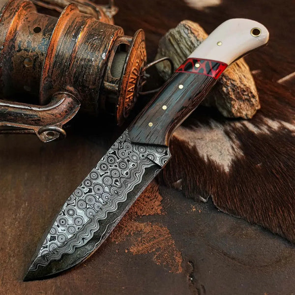 Load image into Gallery viewer, 8.6" Handmade Damascus Hunting Knife – Full Tang Wood Handle
