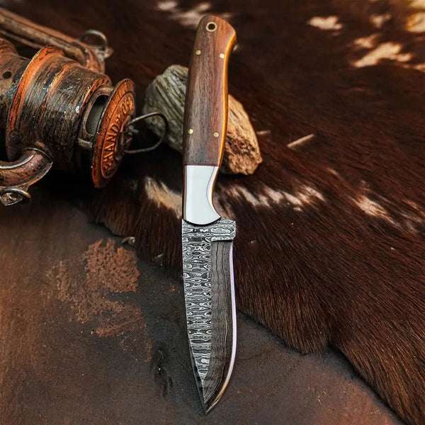 Load image into Gallery viewer, 9.1" Handmade Damascus Hunting Knife – Full Tang Wood Handle
