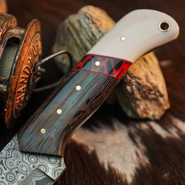 Load image into Gallery viewer, 8.6" Handmade Damascus Hunting Knife – Full Tang Wood Handle
