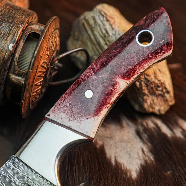 Load image into Gallery viewer, 9.1" Handmade Damascus Hunting Knife – Full Tang Resin Handle

