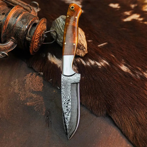 Load image into Gallery viewer, 9.1" Handmade Damascus Hunting EDC Knife – Full Tang Resin Handle
