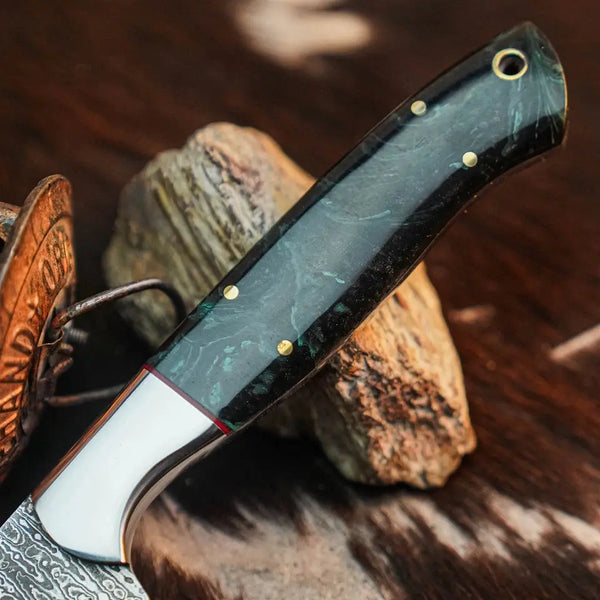 Load image into Gallery viewer, 9.1" Handmade Damascus EDC Hunting Knife – Full Tang Resin Handle

