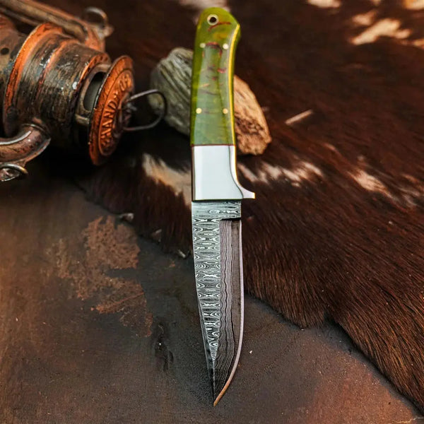 Load image into Gallery viewer, 8.8" Handmade Damascus EDC Hunting Knife – Full Tang Resin Handle
