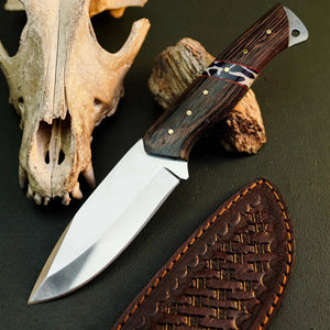 8.7" Handmade Bushcraft Knife – Stainless Steel Full Tang Wood Handle