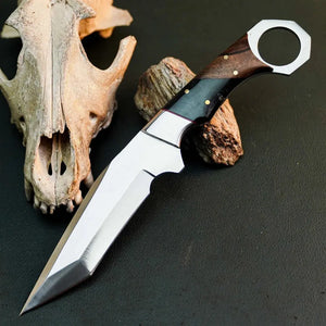9.7" Handmade Stainless Steel Hunting Knife – Full Tang Wood Handle