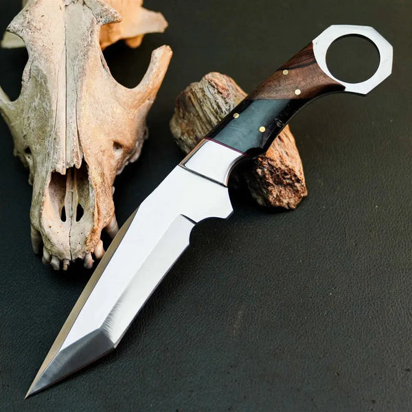 Load image into Gallery viewer, 9.7" Handmade Stainless Steel Hunting Knife – Full Tang Wood Handle
