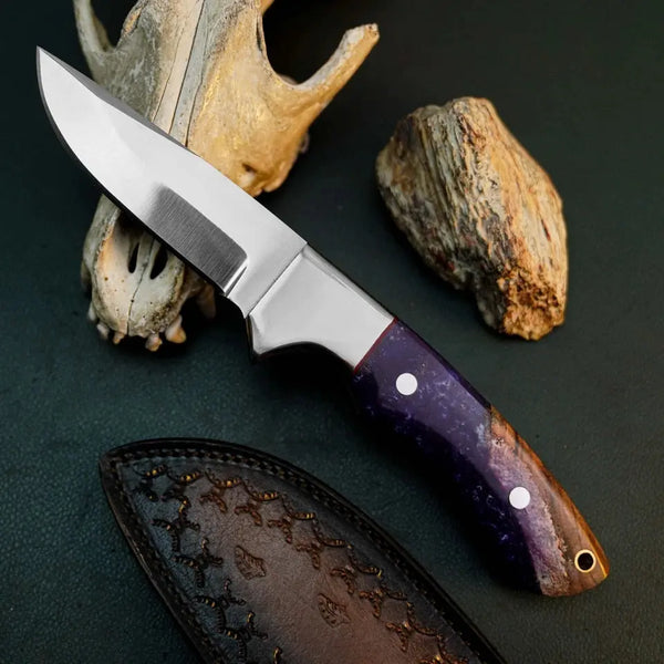 Load image into Gallery viewer, 9.0" Handmade Drop Point Skinner Knife – Stainless Steel Resin Handle
