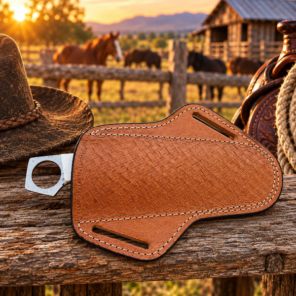 Load image into Gallery viewer, Bonehook Rasp Steel Bone Handle Hawkbill Knife – 7" with Leather Sheath
