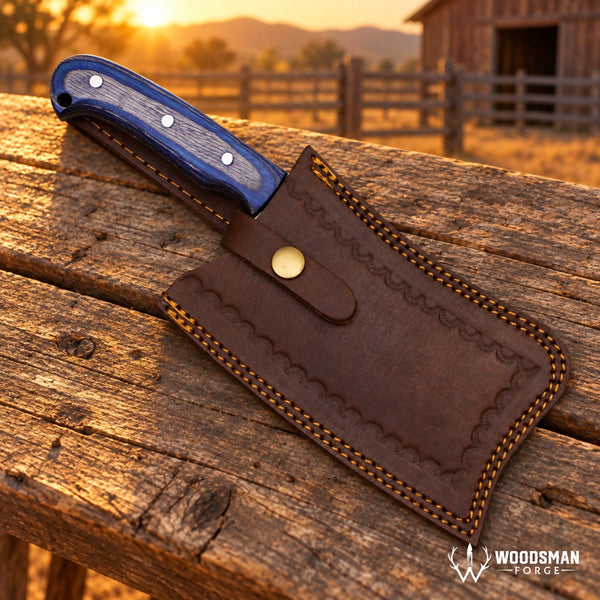 Load image into Gallery viewer, Timbercrest Forgehaven Damascus Kitchen Cleaver – Densified Wood Handle
