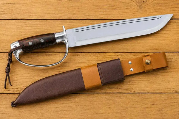 Load image into Gallery viewer, 18-Inch D2 Steel D-Guard Bowie Knife with Rosewood Handle
