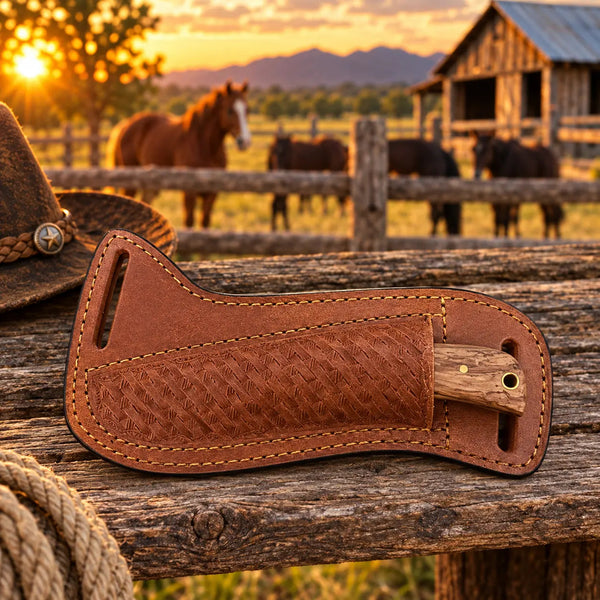 Load image into Gallery viewer, Oakridge Rasp Steel Skinner Knife – Wood Handle &amp; Leather Sheath
