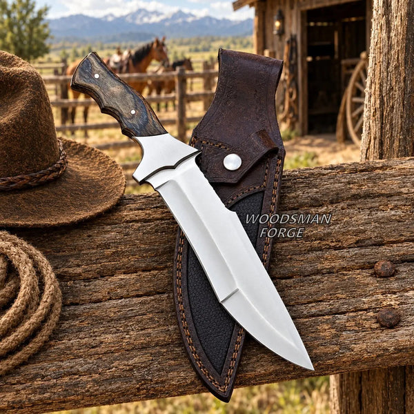 Load image into Gallery viewer, Oakspire D2 Steel Bowie Knife – 13" Hardwood Handle &amp; Leather Sheath
