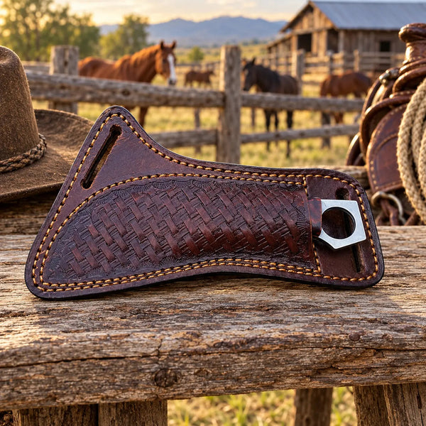 Load image into Gallery viewer, Ravenhook Rasp Steel Hawkbill Knife – Resin Handle &amp; Leather Sheath
