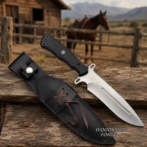 Ravenmark D2 Drop Point Bowie Knife – 13" D2 Steel, G10 Handle & Leather Sheath