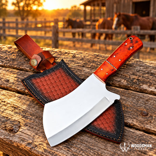 Load image into Gallery viewer, Silvercrest Timberline J2 Steel Mirror Polish Cleaver – Wood Handle
