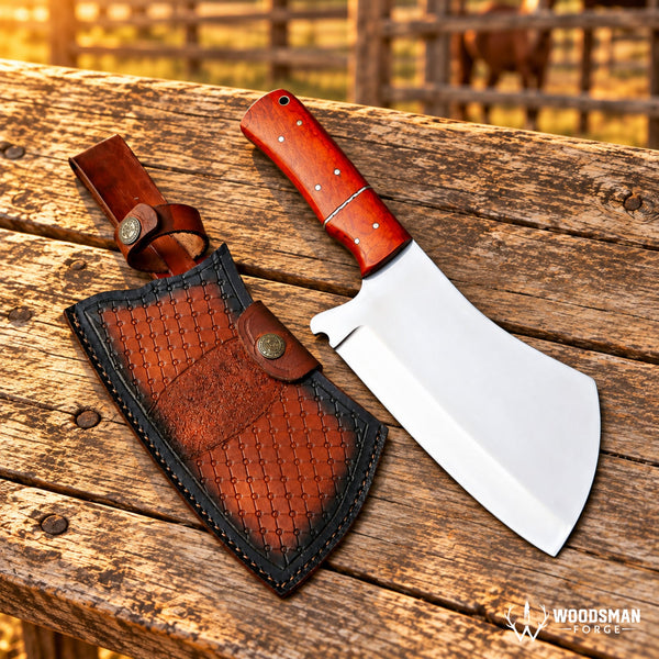 Load image into Gallery viewer, Silvercrest Timberline J2 Steel Mirror Polish Cleaver – Wood Handle
