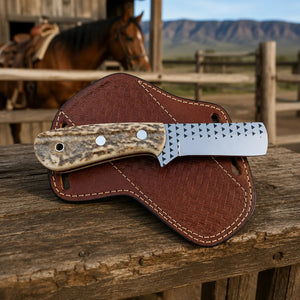 Stagrasp Rasp Steel Stag Horn Bull Cutter – Leather Sheath