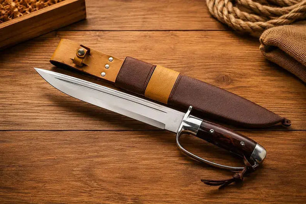Load image into Gallery viewer, 18-Inch D2 Steel D-Guard Bowie Knife with Rosewood Handle
