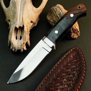 8.2" Handmade Stainless Steel Bushcraft Knife – Full Tang Resin Handle & Sheath