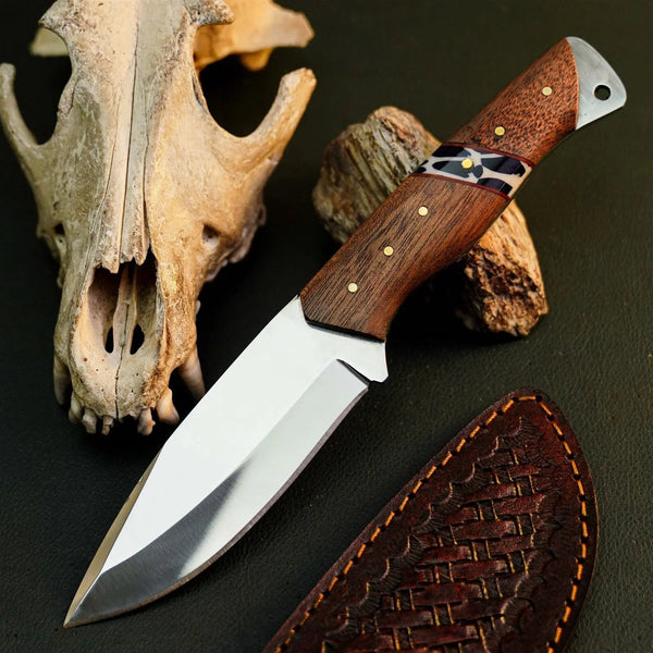 Load image into Gallery viewer, 8.7" Handmade Stainless Steel Bushcraft Knife – Full Tang Wood Handle &amp; Sheath
