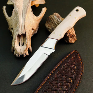 8.7" Handmade Stainless Steel Hunting Knife – Full Tang Resin Handle & Sheath