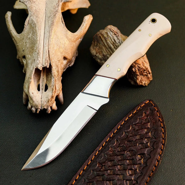 Load image into Gallery viewer, 8.7" Handmade Stainless Steel Hunting Knife – Full Tang Resin Handle &amp; Sheath
