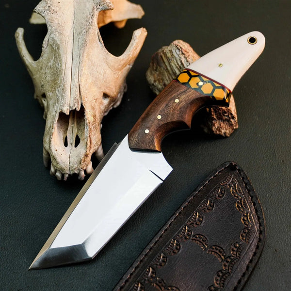 Load image into Gallery viewer, 8.9" Handmade Stainless Steel Hunting Knife – Full Tang Wood Handle &amp; Sheath
