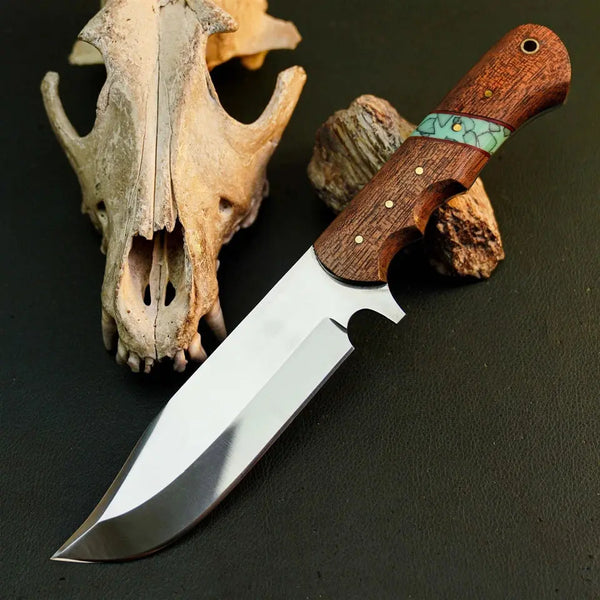 Load image into Gallery viewer, 9.8" Handmade Stainless Steel Bushcraft Knife – Full Tang Wood Handle &amp; Sheath

