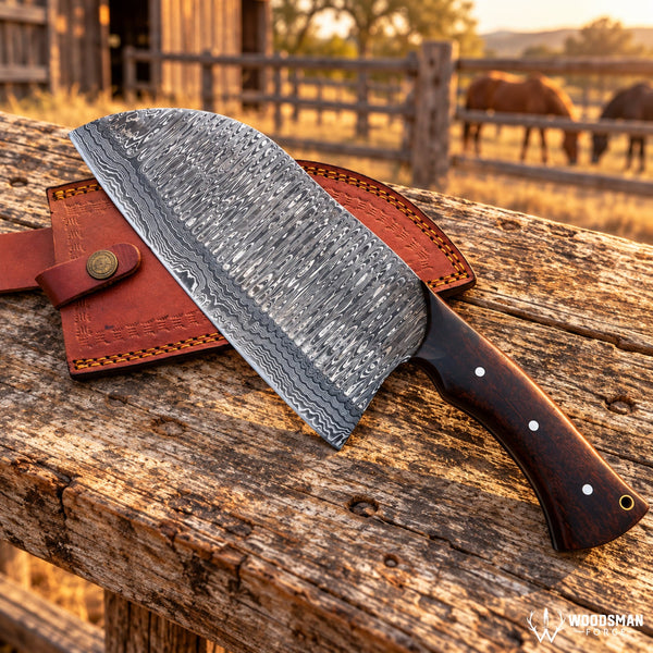 Load image into Gallery viewer, Rosehaven Edgecrest™ Damascus Serbian Kitchen Knife – Rosewood Handle

