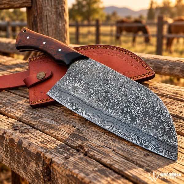 Load image into Gallery viewer, Rosehaven Edgecrest™ Damascus Serbian Kitchen Knife – Rosewood Handle

