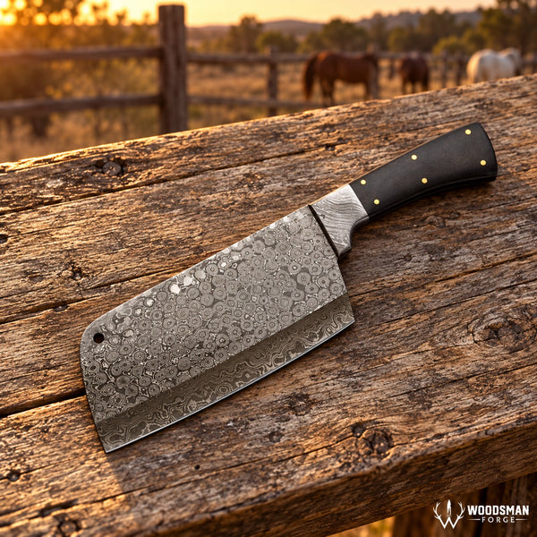 Load image into Gallery viewer, Stormdrop Forgeveil™ 352-Layer Raindrop Damascus Cleaver Knife – Micarta Handle
