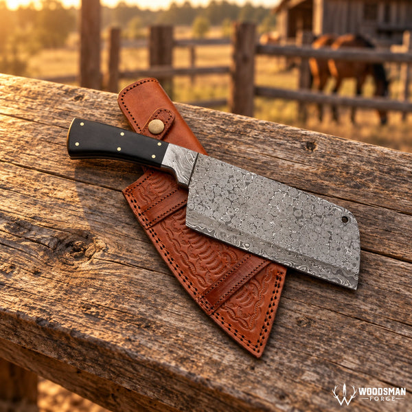 Load image into Gallery viewer, Stormdrop Forgeveil™ 352-Layer Raindrop Damascus Cleaver Knife – Micarta Handle
