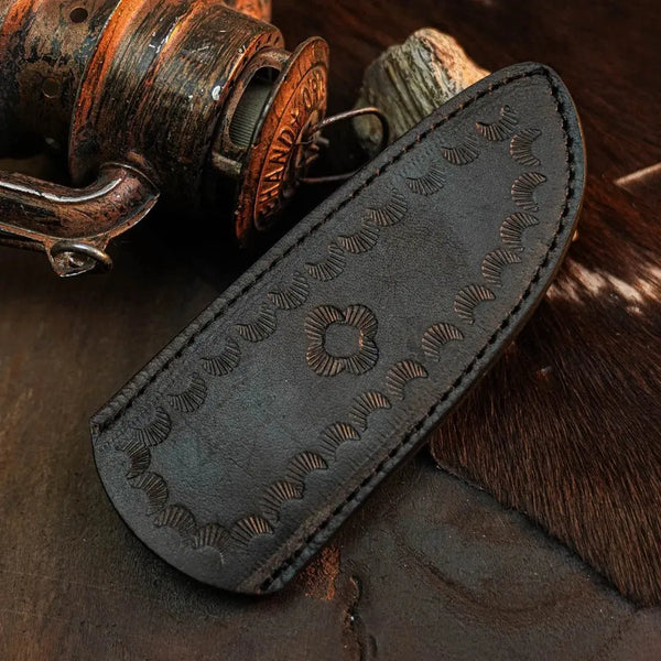 Load image into Gallery viewer, 8.8" Handmade Damascus Bushcraft Knife – Full Tang Resin Handle &amp; Sheath
