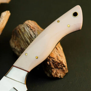 8.7" Handmade Stainless Steel Bushcraft Knife – Full Tang Resin Handle & Sheath