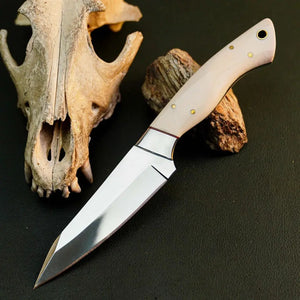 8.7" Handmade Stainless Steel Bushcraft Knife – Full Tang Resin Handle & Sheath