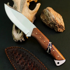 8.7" Handmade Stainless Steel Bushcraft Knife – Full Tang Wood Handle & Sheath