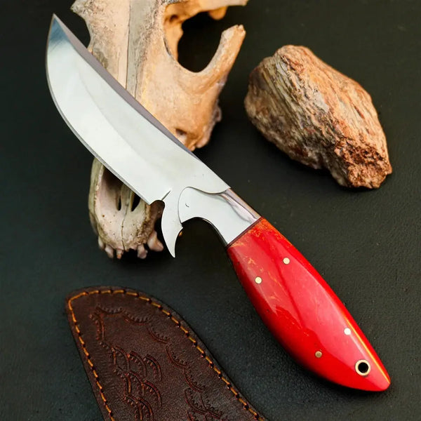 Load image into Gallery viewer, 9" Handmade Stainless Steel Bushcraft Knife – Full Tang Resin Handle &amp; Sheath
