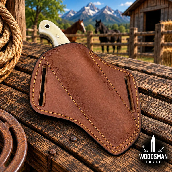 Load image into Gallery viewer, Camelwarden J2 Steel Cowboy Bull Cutter Knife – Camel Bone Handle
