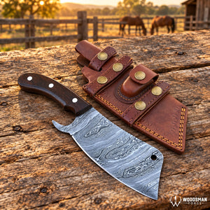 512-Layer Damascus Cleaver Knife – Twistwood Forge™ Rosewood Handle