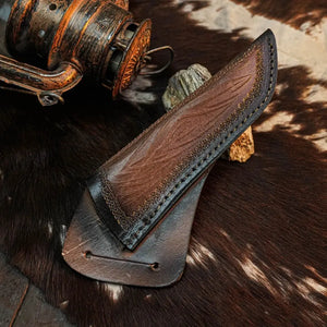 8.7" Handmade Damascus Knife – Full Tang Hybrid Handle & Sheath