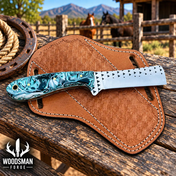 Load image into Gallery viewer, Dustfang Rasp Steel Cowboy Bull Cutter Knife – Resin Handle
